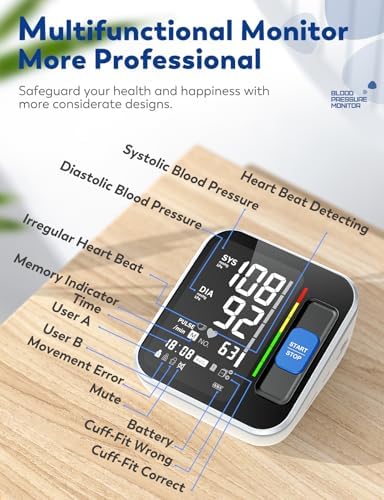 Monitor de Presión Arterial para Uso en Casa, Brazo Superior, Preciso 8.7”-15.7”, Pantalla Grande Retroiluminada, 2 Usuarios, 240 Memorias y - imagen 5