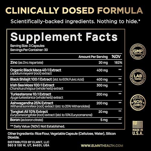ULTRA MALE® Suplemento Premium para Aumentar Testosterona en Hombres con Shilajit 100:1, Maca Negra 40:1, Ashwagandha 25% y Tongkat Ali 10% - imagen 2