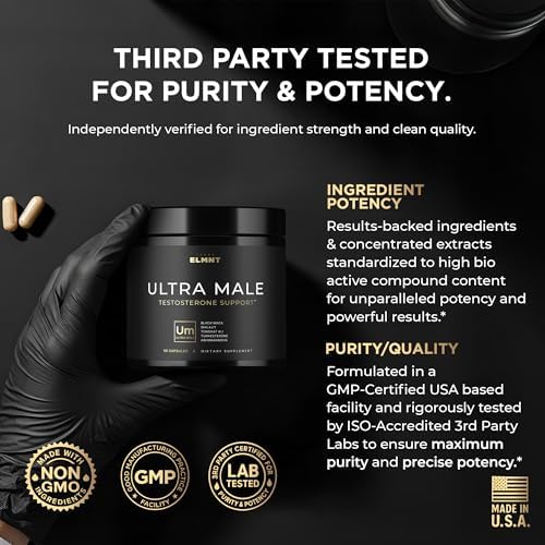 ULTRA MALE® Suplemento Premium para Aumentar Testosterona en Hombres con Shilajit 100:1, Maca Negra 40:1, Ashwagandha 25% y Tongkat Ali 10% - imagen 6
