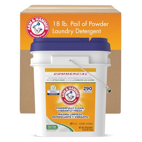 Detergente en Polvo Arm & Hammer para Ropa, 290 Lavados, Libre de Fragancia, Paila de 18 lb, Uso Profesional - imagen 2