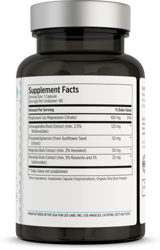 LES Labs Cortisol Health – Alivio del Estrés, Respuesta de Cortisol Balanceada, Relajación y Sueño Profundo – Fosfatidilserina, Magnesio, Corteza de - imagen 2
