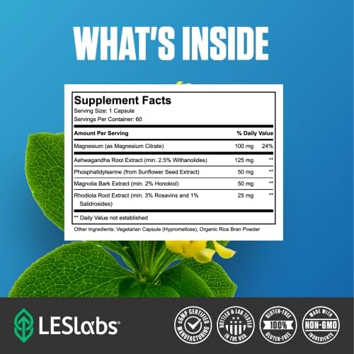 LES Labs Cortisol Health – Alivio del Estrés, Respuesta de Cortisol Balanceada, Relajación y Sueño Profundo – Fosfatidilserina, Magnesio, Corteza de - imagen 4