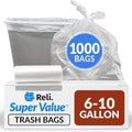 Bolsas de Basura Reli. de 6 a 10 Galones | 1000 Bolsas | Transparentes | Fuertes | Para Baño - imagen 1