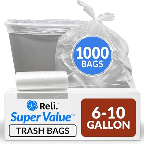 Bolsas de Basura Reli. de 6 a 10 Galones | 1000 Bolsas | Transparentes | Fuertes | Para Baño - imagen 1