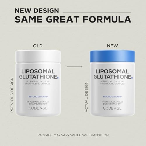 Suplemento de Glutatión Liposomal Codeage - Glutatión L-Glutamato Setria Puro, Entrega Liposomal - Cápsulas Veganas y No-OGM - 60 Cápsulas - imagen 3