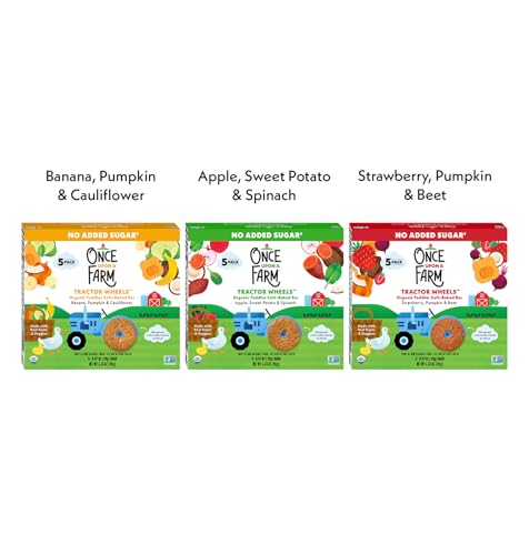 Once Upon a Farm Muestra de Snacks Orgánicos para Bebés y Niños, Puffs, Melts de Coco, Ruedas de Tractor, Hechos con Frutas y Verduras Reales, Sin - imagen 5