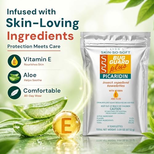 Toallitas Repelentes de Insectos AVON Skin So Soft Bug Guard Plus Picaridin – Sin DEET, con Vitamina E y Aloe, Protección Confiable contra Mosquitos - imagen 4