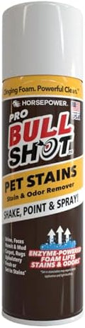 Bull Shot Pet Pro Removedor de Manchas, Visto en TV, Emulsificador de Orina y Olores, Espuma Profesional a Base de Enzimas para Orina, Heces, Vómito, - imagen 1