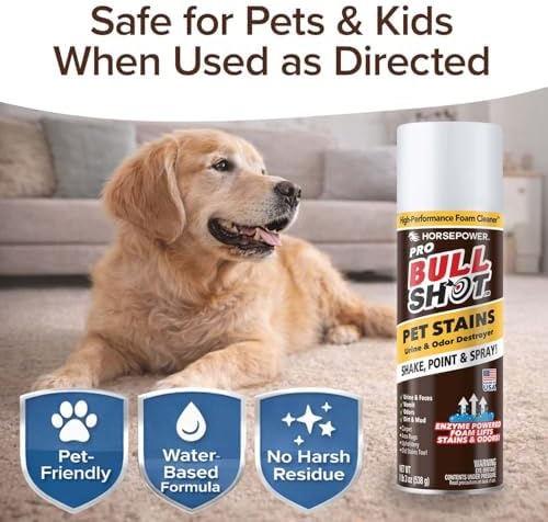 Bull Shot Pet Pro Removedor de Manchas, Visto en TV, Emulsificador de Orina y Olores, Espuma Profesional a Base de Enzimas para Orina, Heces, Vómito, - imagen 7