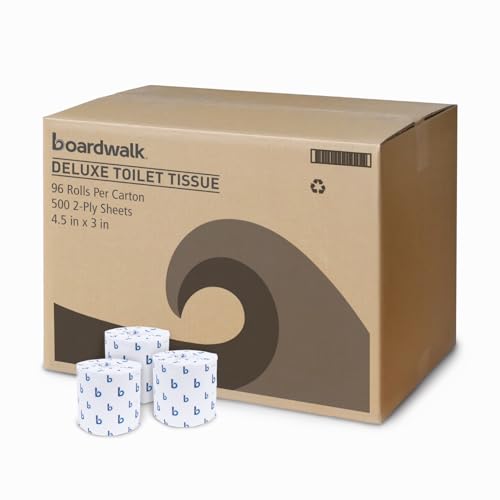 Rollos de Papel Higiénico a Granel Boardwalk de 2 Capas para Uso Profesional y Comercial | 125 Pies | 500 Hojas Blancas de 4.5 x 3 por Rollos | Caja - imagen 2