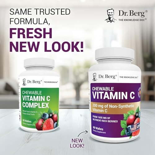 Complejo de Vitamina C Masticable Dr. Berg - Hecho con Berries Orgánicos y No Transgénicos - 60 Riquísimos Wafers - imagen 2