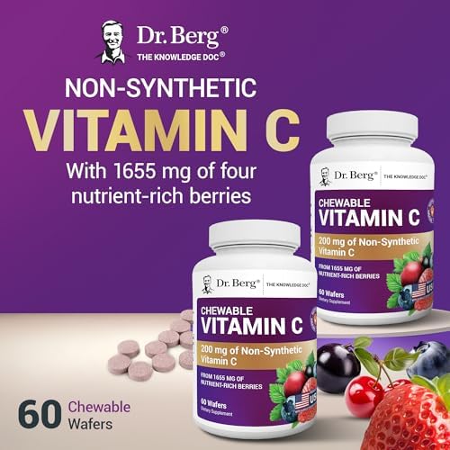 Complejo de Vitamina C Masticable Dr. Berg - Hecho con Berries Orgánicos y No Transgénicos - 60 Riquísimos Wafers - imagen 5