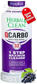 Herbal Clean Qcarbo32 Bebida Detox de Limpieza Total (32 oz) - Sabor Uva, Ideal para Niveles Moderados de Toxinas, con Vitamina B2 y B12 para Hombres - imagen 1