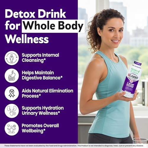 Herbal Clean Qcarbo32 Bebida Detox de Limpieza Total (32 oz) - Sabor Uva, Ideal para Niveles Moderados de Toxinas, con Vitamina B2 y B12 para Hombres - imagen 2