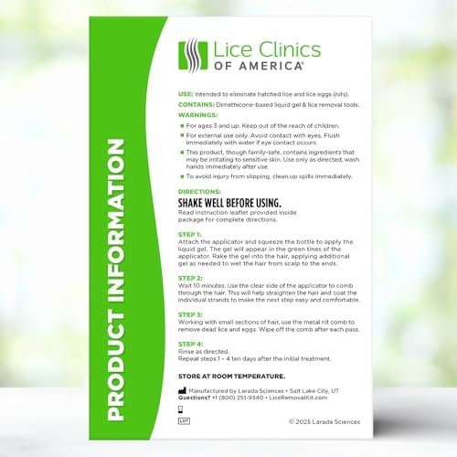 Kit de Tratamiento para Piojos de Lice Clinics - Cura Garantizada para Piojos Resistentes - Seguro y No Tóxico (Kit Completo con Champú de 5.25oz, - imagen 6