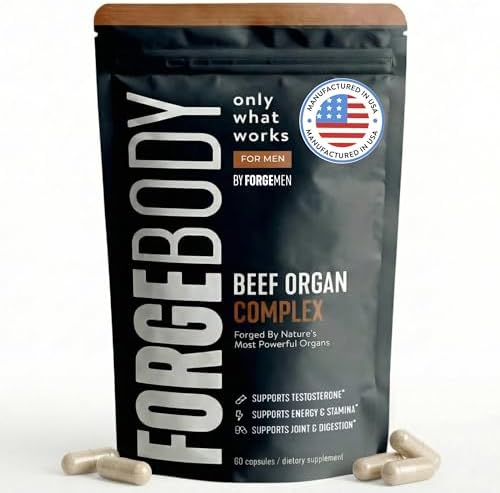 Cápsulas de Órganos de Res FORGEBODY 100% de Res Alimentada con Pasto - Suplemento Complejo con Hígado, Corazón, Médula Ósea, Páncreas y Testículos - - imagen 1