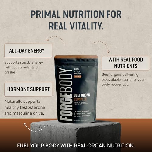 Cápsulas de Órganos de Res FORGEBODY 100% de Res Alimentada con Pasto - Suplemento Complejo con Hígado, Corazón, Médula Ósea, Páncreas y Testículos - - imagen 3