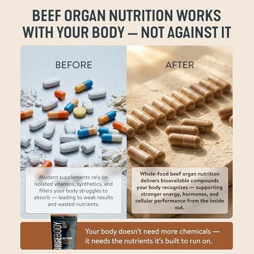 Cápsulas de Órganos de Res FORGEBODY 100% de Res Alimentada con Pasto - Suplemento Complejo con Hígado, Corazón, Médula Ósea, Páncreas y Testículos - - imagen 4