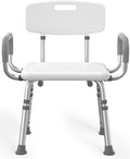Silla de Ducha HOMLAND con Respaldo y Brazos, Asiento de Baño Ajustable para Personas Mayores y Discapacitados, Soporta 500 lbs, Color Blanco - imagen 1