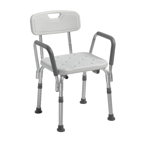 Silla de Ducha Drive Medical con Respaldo y Brazos Acolchados - Asiento de Baño Ajustable para Seguridad y Comodidad - Construcción de Aluminio - imagen 3