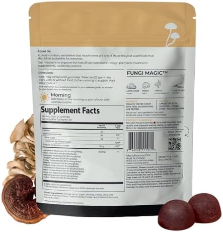 Gomitas Diarias Super Hongo Auri Nutrition – Gummy Funcional Todo en Uno con Mezcla de 12 Hongos, Incluyendo Melena de León, Reishi, Chaga y - imagen 8