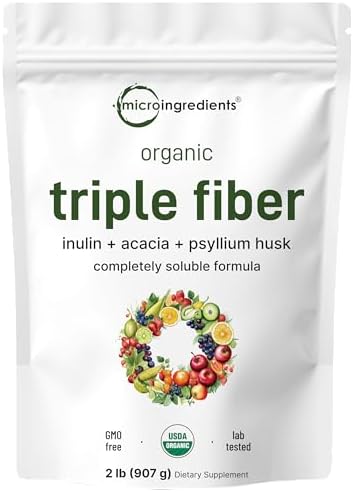 Micro Ingredients Polvo de Fibra Triple Orgánica, 2lb | Prebiótico Natural para la Salud Digestiva y del Intestino | Soluble, Fácil de Digerir | Sin - imagen 1