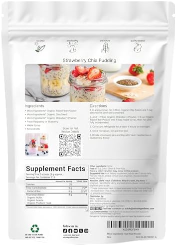 Micro Ingredients Polvo de Fibra Triple Orgánica, 2lb | Prebiótico Natural para la Salud Digestiva y del Intestino | Soluble, Fácil de Digerir | Sin - imagen 2