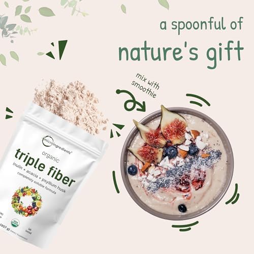 Micro Ingredients Polvo de Fibra Triple Orgánica, 2lb | Prebiótico Natural para la Salud Digestiva y del Intestino | Soluble, Fácil de Digerir | Sin - imagen 7