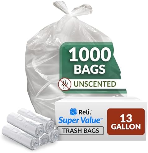 Bolsas de Basura Reli. SuperValue de 13 Galones | Paquete de 1000 | Bolsas para Cocina Altas | Transparentes Multiusos - imagen 1