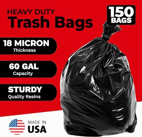 Bolsas de Basura Resistentes ToughBag de 55-60 Galones - Paquete de 150, Grandes Bolsas Negras - Hechas en EE. UU. - imagen 3