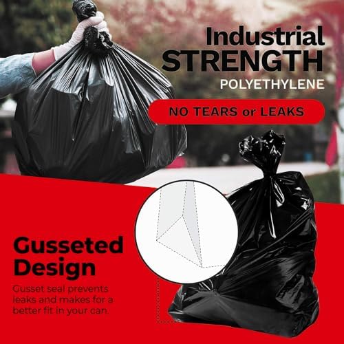Bolsas de Basura Resistentes ToughBag de 55-60 Galones - Paquete de 150, Grandes Bolsas Negras - Hechas en EE. UU. - imagen 4