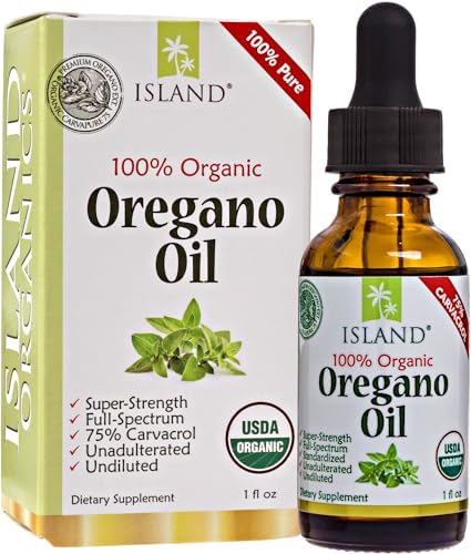 Aceite de Orégano Orgánico Island Nutrition - Gotas Líquidas 100% Puras y Sin Diluir - Certificado USDA (1 oz) 75% Carvacrol - Cultivado en España - - imagen 1