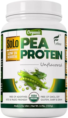 Proteína de Guisante Orgánica SOLO, Aislado, Bajo en Sodio, Guisantes Cultivados en Canadá, 100% Vegana, No Transgénica, Polvo de Proteína Vegetal - imagen 1