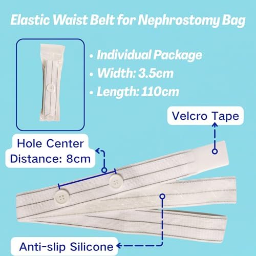 Paquete de 3 bolsas de nefrostomía transparentes de 600ml, con tubo de 24 pulgadas y válvula de drenaje, incluye cinturón reutilizable de 3.5cmx110cm - imagen 3