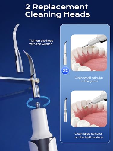 Removedor de Placa Dental Eléctrico, Limpiador de Sarro con 4 Modos y Luz LED, Kit Recargable de Herramientas Dentales con 3 Cabezas Reemplazables - imagen 6