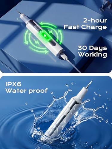 Removedor de Placa Dental Eléctrico, Limpiador de Sarro con 4 Modos y Luz LED, Kit Recargable de Herramientas Dentales con 3 Cabezas Reemplazables - imagen 7