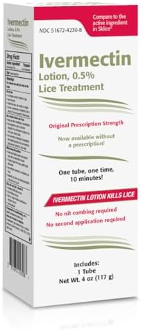Loción de Ivermectina 0.5% para Piojos (118 ml) Tratamiento Rápido de 10 Minutos, Solución de Prescripción para Piojos y Huevos, Sin Peinado de - imagen 1