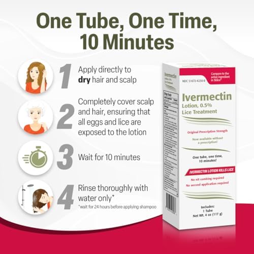 Loción de Ivermectina 0.5% para Piojos (118 ml) Tratamiento Rápido de 10 Minutos, Solución de Prescripción para Piojos y Huevos, Sin Peinado de - imagen 7
