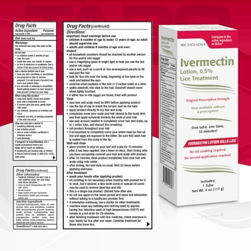 Loción de Ivermectina 0.5% para Piojos (118 ml) Tratamiento Rápido de 10 Minutos, Solución de Prescripción para Piojos y Huevos, Sin Peinado de - imagen 8