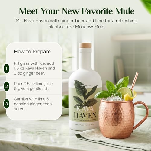 Espíritu No Alcohólico Kava Haven, Botella de 750mL | Bebida Kava Kava | Alternativa Natural para Mezclas | Bajo en Calorías | Sabor Limón Jengibre - imagen 6