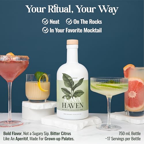 Espíritu No Alcohólico Kava Haven, Botella de 750mL | Bebida Kava Kava | Alternativa Natural para Mezclas | Bajo en Calorías | Sabor Limón Jengibre - imagen 7