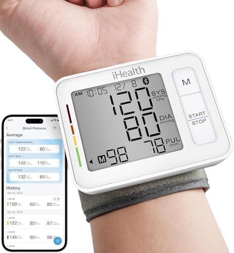 Monitoreo de Presión Arterial iHealth Push en Muñeca, Bluetooth, App, Validado Clínicamente, Pantalla Digital Grande, Alta Precisión, Funda de Viaje, - imagen 1