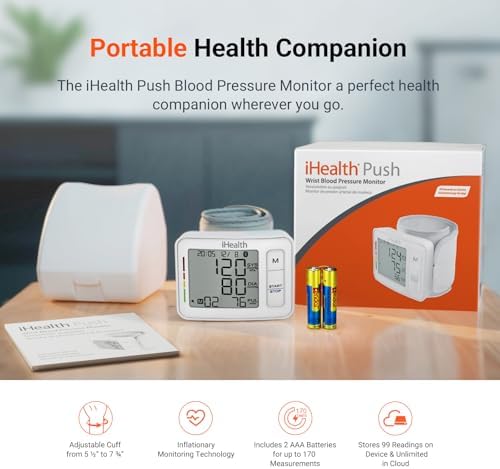 Monitoreo de Presión Arterial iHealth Push en Muñeca, Bluetooth, App, Validado Clínicamente, Pantalla Digital Grande, Alta Precisión, Funda de Viaje, - imagen 7