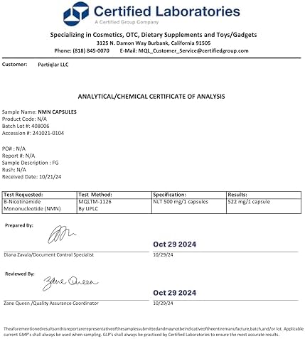 Suplemento partiQlar NMN 500mg - Alta Pureza de Nicotinamida Mononucleótido - Aumentador de NAD+ para Antienvejecimiento, Energía Celular y - imagen 4