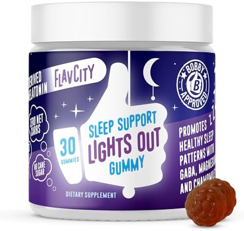 Gomitas de Melatonina FlavCity para Adultos, Lights Out - Suplemento de Apoyo para el Sueño con GABA, Magnesio y Manzanilla, 30 Días de Suministro - imagen 1