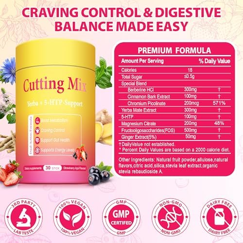 Mezcla de Bebida para Corte BOSNETHUINH – Berberina, Cromo, 5-HTP, Yerba Mate, FOS y Magnesio | Apoya la Saciedad, Energía y Salud Digestiva | Sabor - imagen 2