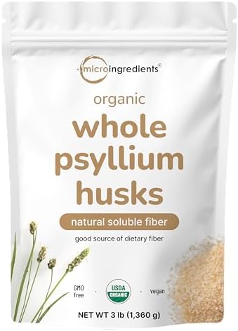 Micro Ingredients Psyllium Husk Orgánico Entero, 3lbs | Suplemento de Fibra Soluble Diaria con Prebióticos | No Transgénico, Keto y Vegano - imagen 1