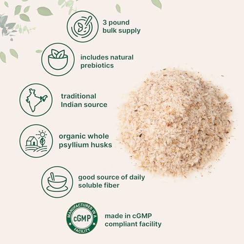 Micro Ingredients Psyllium Husk Orgánico Entero, 3lbs | Suplemento de Fibra Soluble Diaria con Prebióticos | No Transgénico, Keto y Vegano - imagen 4