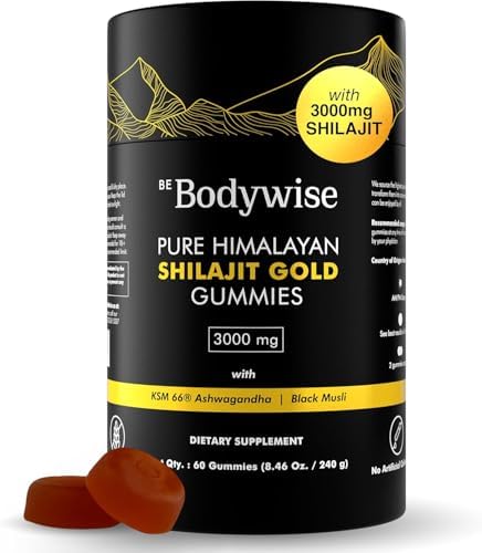 Gomitas Be Bodywise Shilajit Puro de Himalaya Gold I Sin Azúcar Añadido I Con Ashwagandha y Gokshura I 60 Gomitas Naturales y Orgánicas - imagen 1