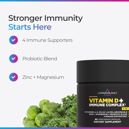 Suplemento Livingood Daily de Vitamina D3 K2 4000 IU, 9 en 1 para Apoyo Inmunológico - Con Vitaminas D, A, E, K2, Zinc, Magnesio y Mezcla Probiótica - imagen 4